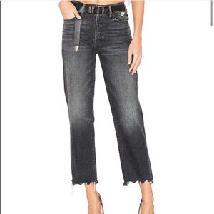 Mother Superior The Saint‎ Chew Gray Straight Leg Cropped Raw Hem Jeans Size 25